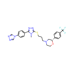 Cn1c(SCCCN2CCO[C@@H](c3ccc(C(F)(F)F)cc3)C2)nnc1-c1ccc(-n2cnnc2)cc1 ZINC000653799659