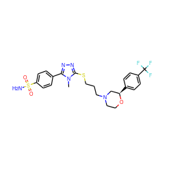 Cn1c(SCCCN2CCO[C@H](c3ccc(C(F)(F)F)cc3)C2)nnc1-c1ccc(S(N)(=O)=O)cc1 ZINC000653799703