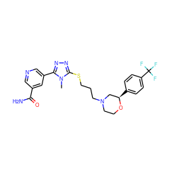 Cn1c(SCCCN2CCO[C@H](c3ccc(C(F)(F)F)cc3)C2)nnc1-c1cncc(C(N)=O)c1 ZINC000653795655