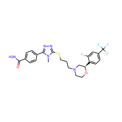 Cn1c(SCCCN2CCO[C@H](c3ccc(C(F)(F)F)cc3F)C2)nnc1-c1ccc(C(N)=O)cc1 ZINC000653799678