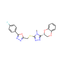 Cn1c(SCc2nnc(-c3ccc(F)cc3)o2)nnc1[C@H]1COc2ccccc2O1 ZINC000003450026