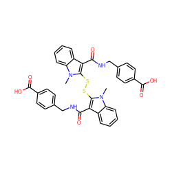 Cn1c(SSc2c(C(=O)NCc3ccc(C(=O)O)cc3)c3ccccc3n2C)c(C(=O)NCc2ccc(C(=O)O)cc2)c2ccccc21 ZINC000027730921