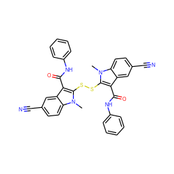 Cn1c(SSc2c(C(=O)Nc3ccccc3)c3cc(C#N)ccc3n2C)c(C(=O)Nc2ccccc2)c2cc(C#N)ccc21 ZINC000014944330