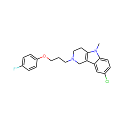 Cn1c2c(c3cc(Cl)ccc31)CN(CCCOc1ccc(F)cc1)CC2 ZINC000013476843