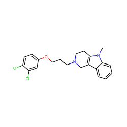 Cn1c2c(c3ccccc31)CN(CCCOc1ccc(Cl)c(Cl)c1)CC2 ZINC000013526503