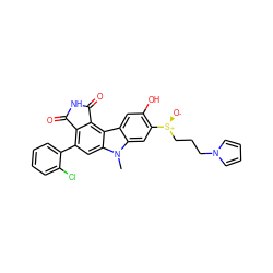 Cn1c2cc([S@@+]([O-])CCCn3cccc3)c(O)cc2c2c3c(c(-c4ccccc4Cl)cc21)C(=O)NC3=O ZINC000044430299