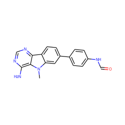 Cn1c2cc(-c3ccc(NC=O)cc3)ccc2c2ncnc(N)c21 ZINC000203693661