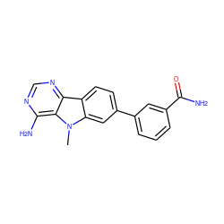 Cn1c2cc(-c3cccc(C(N)=O)c3)ccc2c2ncnc(N)c21 ZINC000203693653