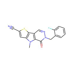 Cn1c2cc(C#N)sc2c2cnn(Cc3ccccc3F)c(=O)c21 ZINC000036379096