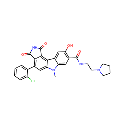 Cn1c2cc(C(=O)NCCN3CCCC3)c(O)cc2c2c3c(c(-c4ccccc4Cl)cc21)C(=O)NC3=O ZINC000016052880