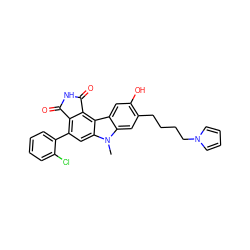 Cn1c2cc(CCCCn3cccc3)c(O)cc2c2c3c(c(-c4ccccc4Cl)cc21)C(=O)NC3=O ZINC000045496735