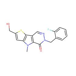 Cn1c2cc(CO)sc2c2cnn(Cc3ccccc3F)c(=O)c21 ZINC000036380675