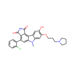 Cn1c2cc(OCCCN3CCCC3)c(O)cc2c2c3c(c(-c4ccccc4Cl)cc21)C(=O)NC3=O ZINC000029127166