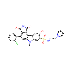 Cn1c2cc(S(=O)(=O)NCCn3cccc3)c(O)cc2c2c3c(c(-c4ccccc4Cl)cc21)C(=O)NC3=O ZINC000042852181