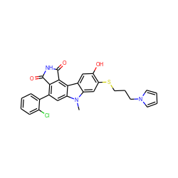 Cn1c2cc(SCCCn3cccc3)c(O)cc2c2c3c(c(-c4ccccc4Cl)cc21)C(=O)NC3=O ZINC000040402237