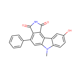 Cn1c2ccc(O)cc2c2c3c(c(-c4ccccc4)cc21)C(=O)NC3=O ZINC000034804059