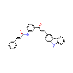 Cn1c2ccccc2c2cc(/C=C/C(=O)c3cccc(NC(=O)/C=C/c4ccccc4)c3)ccc21 ZINC000084742375