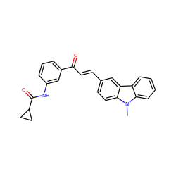 Cn1c2ccccc2c2cc(/C=C/C(=O)c3cccc(NC(=O)C4CC4)c3)ccc21 ZINC000084740033