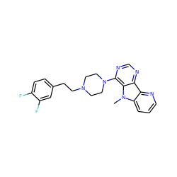 Cn1c2cccnc2c2ncnc(N3CCN(CCc4ccc(F)c(F)c4)CC3)c21 ZINC000013559680