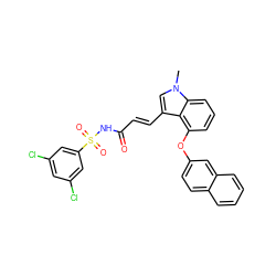 Cn1cc(/C=C/C(=O)NS(=O)(=O)c2cc(Cl)cc(Cl)c2)c2c(Oc3ccc4ccccc4c3)cccc21 ZINC000044387841