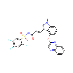 Cn1cc(/C=C/C(=O)NS(=O)(=O)c2cc(F)c(F)cc2F)c2c(Oc3cnc4ccccc4n3)cccc21 ZINC000042889452