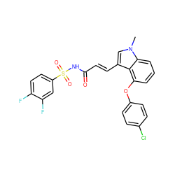 Cn1cc(/C=C/C(=O)NS(=O)(=O)c2ccc(F)c(F)c2)c2c(Oc3ccc(Cl)cc3)cccc21 ZINC000040873602