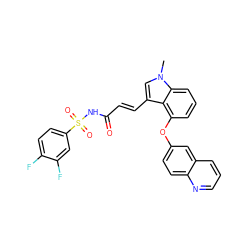 Cn1cc(/C=C/C(=O)NS(=O)(=O)c2ccc(F)c(F)c2)c2c(Oc3ccc4ncccc4c3)cccc21 ZINC000044430516