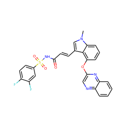 Cn1cc(/C=C/C(=O)NS(=O)(=O)c2ccc(F)c(F)c2)c2c(Oc3cnc4ccccc4n3)cccc21 ZINC000042877604