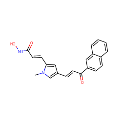 Cn1cc(/C=C/C(=O)c2ccc3ccccc3c2)cc1/C=C/C(=O)NO ZINC000013643609