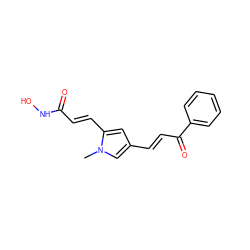 Cn1cc(/C=C/C(=O)c2ccccc2)cc1/C=C/C(=O)NO ZINC000013528530