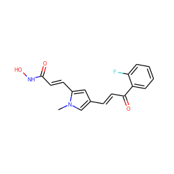 Cn1cc(/C=C/C(=O)c2ccccc2F)cc1/C=C/C(=O)NO ZINC000013643573