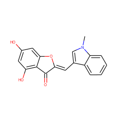 Cn1cc(/C=C2\Oc3cc(O)cc(O)c3C2=O)c2ccccc21 ZINC000049068817