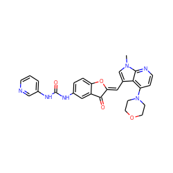 Cn1cc(/C=C2\Oc3ccc(NC(=O)Nc4cccnc4)cc3C2=O)c2c(N3CCOCC3)ccnc21 ZINC000049087564