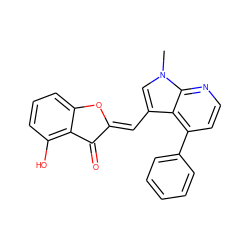 Cn1cc(/C=C2\Oc3cccc(O)c3C2=O)c2c(-c3ccccc3)ccnc21 ZINC000049067141