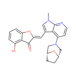 Cn1cc(/C=C2\Oc3cccc(O)c3C2=O)c2c(N3C[C@@H]4CC[C@H](C3)O4)ccnc21 ZINC000049072954