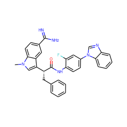 Cn1cc([C@@H](Cc2ccccc2)C(=O)Nc2ccc(-n3cnc4ccccc43)cc2F)c2cc(C(=N)N)ccc21 ZINC000014950834