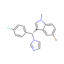 Cn1cc([C@@H](c2ccc(F)cc2)n2ccnc2)c2cc(Br)ccc21 ZINC000003917252