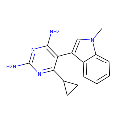 Cn1cc(-c2c(N)nc(N)nc2C2CC2)c2ccccc21 ZINC001772580333