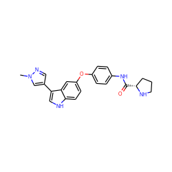 Cn1cc(-c2c[nH]c3ccc(Oc4ccc(NC(=O)[C@@H]5CCCN5)cc4)cc23)cn1 ZINC000299866215