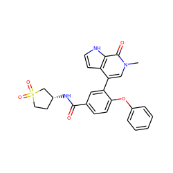 Cn1cc(-c2cc(C(=O)N[C@@H]3CCS(=O)(=O)C3)ccc2Oc2ccccc2)c2cc[nH]c2c1=O ZINC000146743748