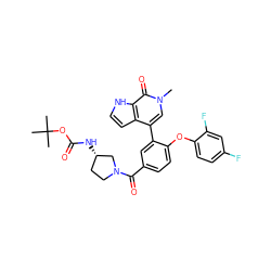 Cn1cc(-c2cc(C(=O)N3CC[C@H](NC(=O)OC(C)(C)C)C3)ccc2Oc2ccc(F)cc2F)c2cc[nH]c2c1=O ZINC001772615097