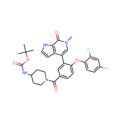 Cn1cc(-c2cc(C(=O)N3CCC(NC(=O)OC(C)(C)C)CC3)ccc2Oc2ccc(F)cc2F)c2cc[nH]c2c1=O ZINC001772652020