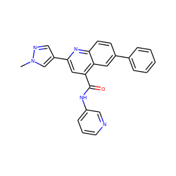 Cn1cc(-c2cc(C(=O)Nc3cccnc3)c3cc(-c4ccccc4)ccc3n2)cn1 ZINC000150092213