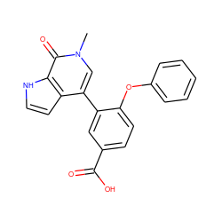 Cn1cc(-c2cc(C(=O)O)ccc2Oc2ccccc2)c2cc[nH]c2c1=O ZINC000146671810