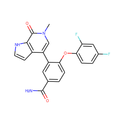 Cn1cc(-c2cc(C(N)=O)ccc2Oc2ccc(F)cc2F)c2cc[nH]c2c1=O ZINC000146700891