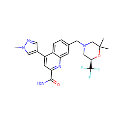 Cn1cc(-c2cc(C(N)=O)nc3cc(CN4C[C@H](C(F)(F)F)OC(C)(C)C4)ccc23)cn1 ZINC000221609722