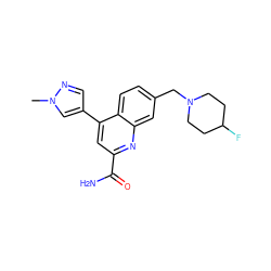 Cn1cc(-c2cc(C(N)=O)nc3cc(CN4CCC(F)CC4)ccc23)cn1 ZINC001772587820