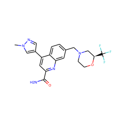 Cn1cc(-c2cc(C(N)=O)nc3cc(CN4CCO[C@H](C(F)(F)F)C4)ccc23)cn1 ZINC001772619518