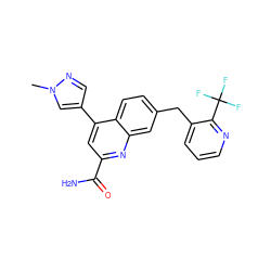 Cn1cc(-c2cc(C(N)=O)nc3cc(Cc4cccnc4C(F)(F)F)ccc23)cn1 ZINC000221616368