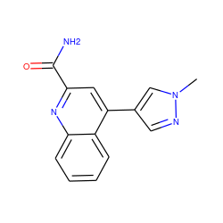 Cn1cc(-c2cc(C(N)=O)nc3ccccc23)cn1 ZINC000205655681